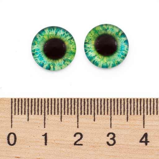Sklenené kabošony, oko, okrúhle, pre domácich majstrov, akvamarín, 14x4mm, 10ks
