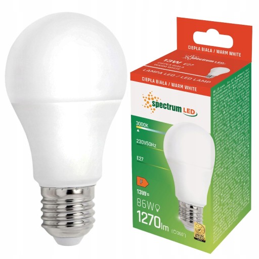 LED ŽIAROVKA TEPLÁ BIELA E27 13W 230V 1270lm 3000K 17000h Spektrum