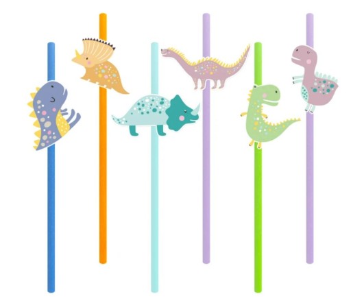 Bio papierové slamky, dinosaury, narodeniny, 1 rok staré, 6 ks