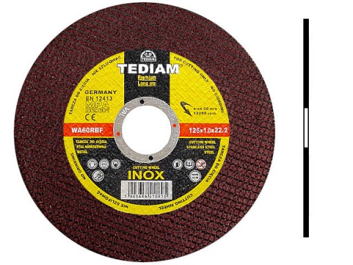 REZNÉ KOTOUČE NA ŠTÍT NA KOV, INOX OCEL 125x1,0 TEDIAM PREMIUM 125 x 1,0