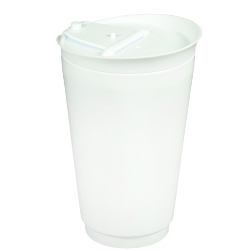 Opakovane použiteľný biely pohár s viečkom 500 ml