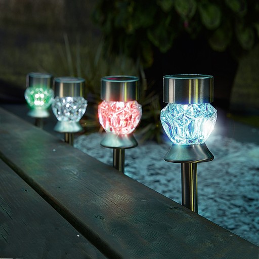 solárne svietidlo 1LED RGB/1LED biela záhradná dekorácia milticolor crystal P-710