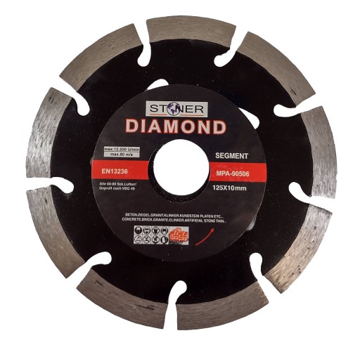 DIAMANTOVÝ DISK NA BETONOVÉ TEHLY KOCKA 125 x 22,2 MM SEGMENTOVANÝ KAMENER