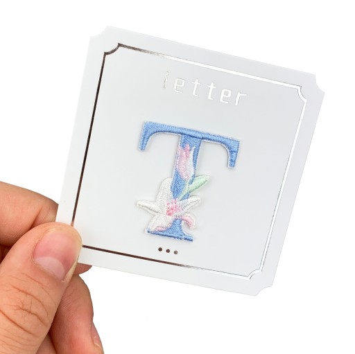 Opätovne použiteľné VYšívané kvety STICKER Letter T DIY