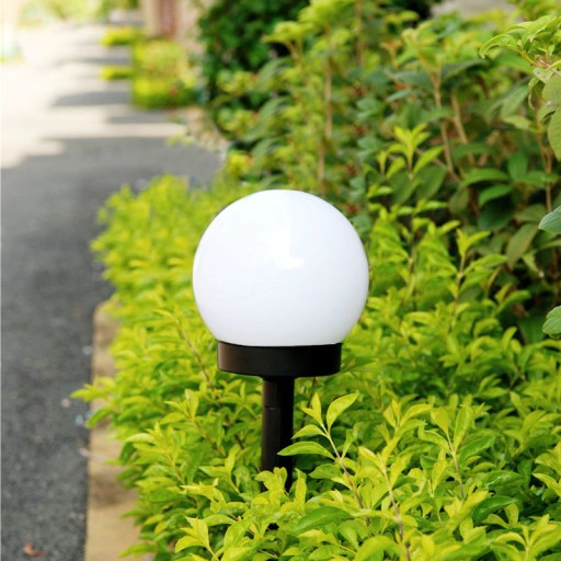 SLNEČNÁ ZÁHRADNÁ LAMPA, GUĽA 10CM, SNÍMAČ SÚMRAK