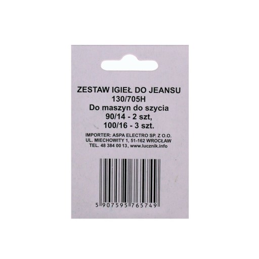 Sada 5 ihiel pre poloploché šijacie stroje, silné Łucznik Jeans 90-100
