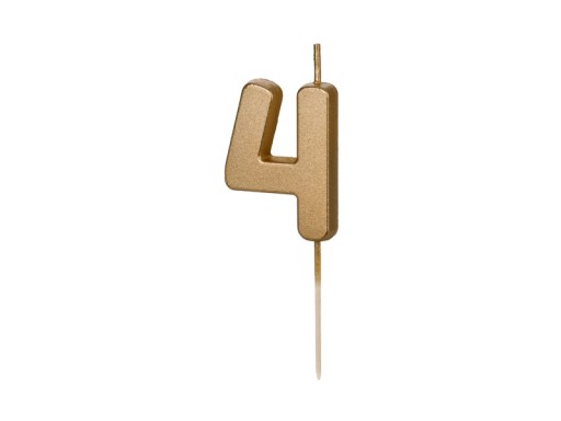 Narodeninová sviečka číslo 4 - zlatá, 4,5 cm