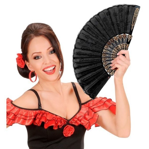 ŠPANIELSKY VENTILÁTOR ČIERNE ŠPANIELSKO FLAMENCO