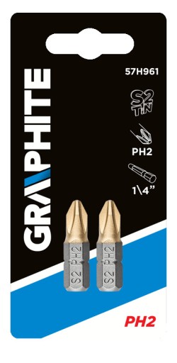 Skrutkovacie bity PH2x25mm, 2 ks GRAPHITE 57H961
