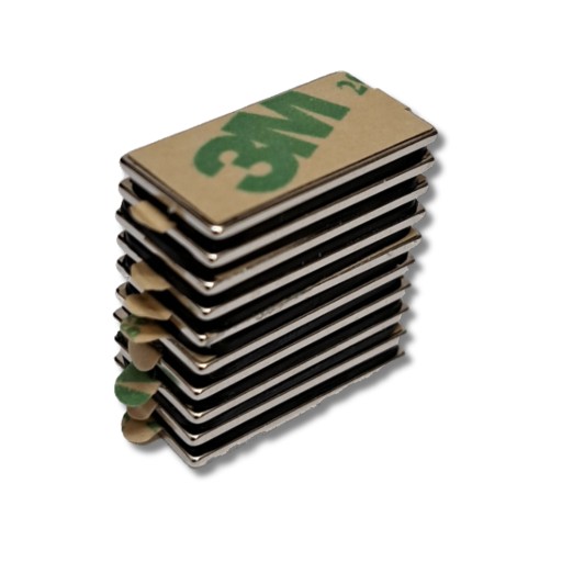 Neodymový magnet 20x10x1 mm s 3M lepiacou páskou 10 ks