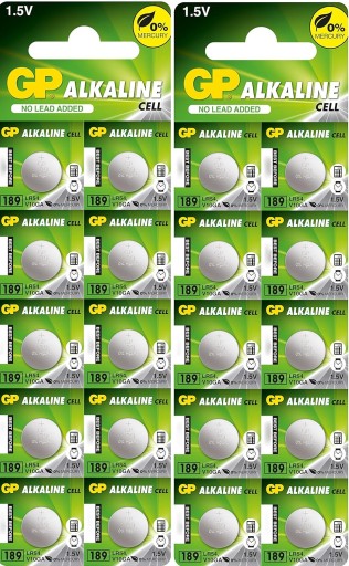 20x ALKALICKÁ BATÉRIA GP LR 1130 L1131 AG10 LR54 G10 LR1130 189