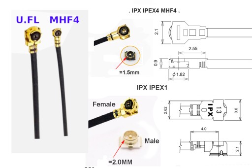 Pigtail uFL IPEX IPX - SMA zásuvka 1,13mm 50cm