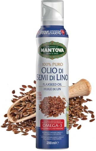 Ľanový olej sprej Natural 200ml SprayLeggero Mantova aerosól s Omega-3