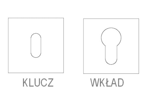 ŠTVORCOVÝ ROZETOVÝ ZNAK, KĽÚČ ALEBO VLOŽKA - ČIERNA