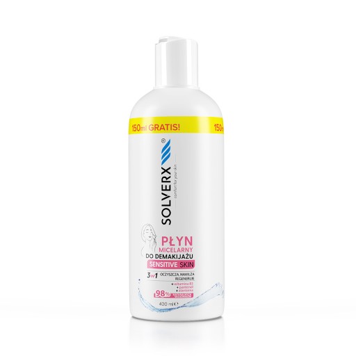 SOLVERX Sensitive Skin Micelárna kvapalina na odličovanie 3v1 400ml