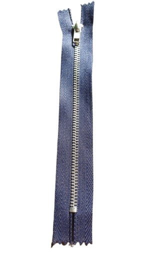 Jemný kovový nohavicový zips, 16 cm, NÁMORNÍCKA MODRÁ