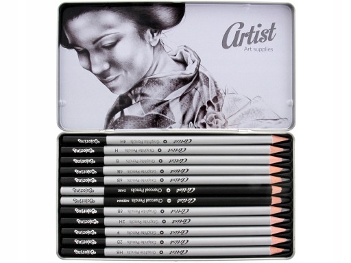 COLORINO Artist Sada ceruzky na kreslenie UHLÍM 12 kusov ceruzka 4H 2H 8B