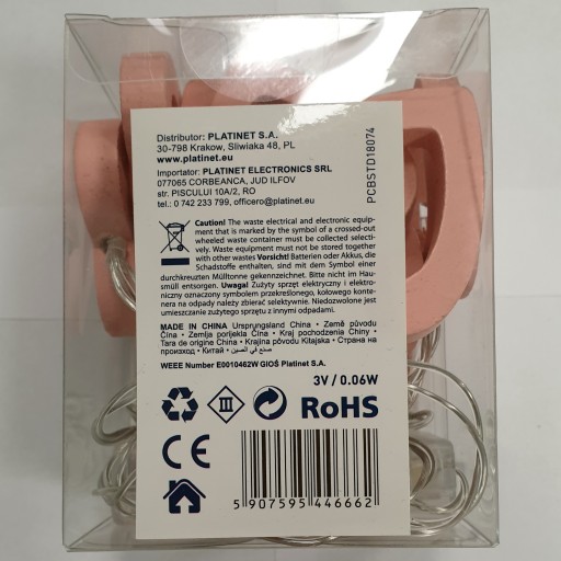 Lampy COTTON BALLS PINK, ružové srdiečka, 8 ks