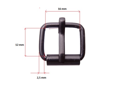 Sedlárska pracka 16 / 12 / 2,5 mm čierna 1 kus