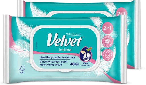 Zamatový INTIMA vlhčený toaletný papier 48 listov x 2 balenia