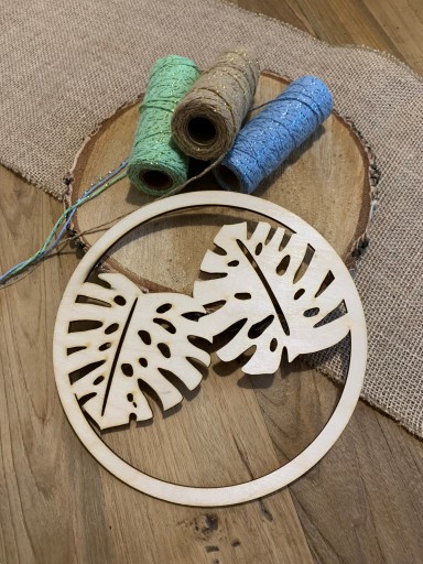 Macrame obruč monstera lapač snov veľký 20 cm
