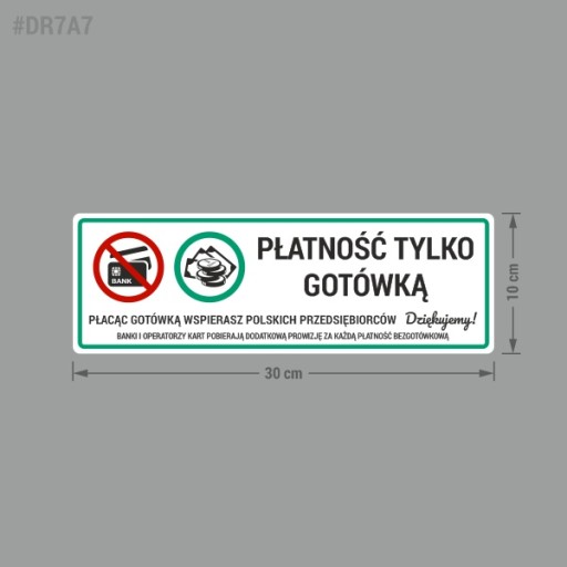 Nálepka - platba iba v hotovosti 10x30