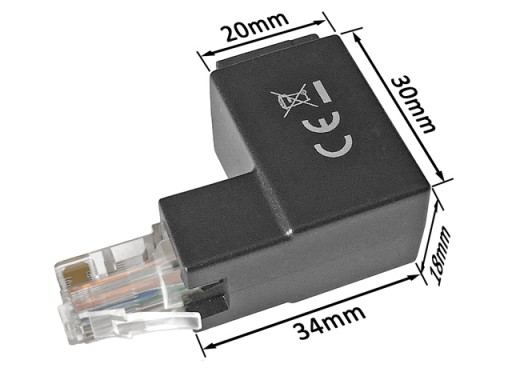 RJ45 adaptér uhlový 270 stupňov zástrčka-zásuvka cat.6 UTP DELOCK