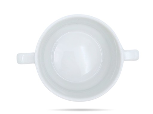 Biely džbán na bujón, 300 ml, s rúčkami, stohovateľný PORCELANA BOGUCICE