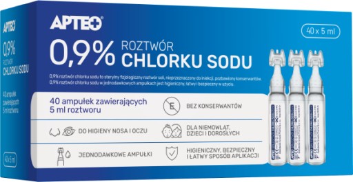 Fyziologický soľný roztok 0,9% NaCL chlorid sodný 40 ks.