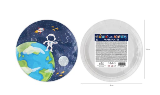 Papierové taniere Space Rocket Cosmonaut 8 ks