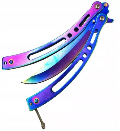 Šikmý nôž OSTRÝ Tréningový motýľ DÚHA 23cm