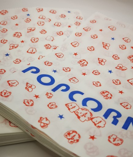 Veľká papierová taška s potlačou POPCORN, 200 ks.