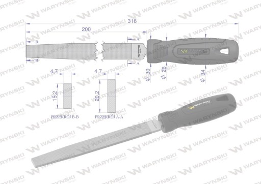 Waryński plochý pilník 200 mm