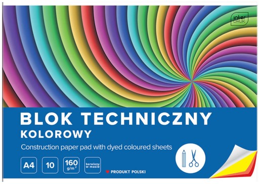 INTERDRUK farebný technický blok A4, 10 listov, 160g