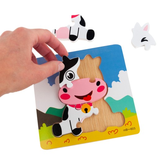 DREVENÉ PUZZLE VZDELÁVACIE KRAVSKÉ PUZZLE BLOK