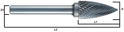 Fréza Rotačný pilník na kov SPG 3x6 stopka 3