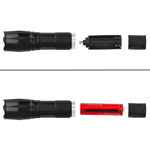 VOJENSKÁ DOBÍJATEĽNÁ BATERKA taktická LED ZOOM silná 1000lm + puzdro