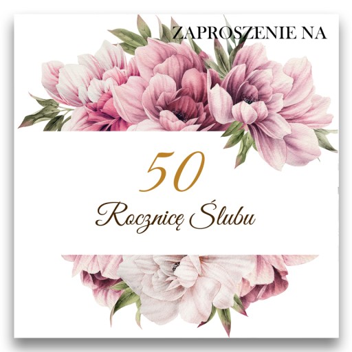 10ks POZVÁNKY NA 50. SVADOBNÉ VÝROČIE KVETY BIELE ALEBO HNEDÁ OBÁLKA 146