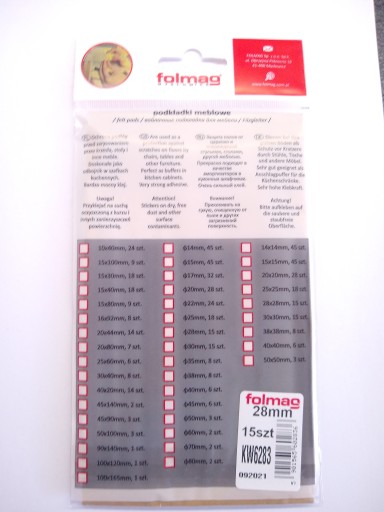 Samolepiace plstené podložky, čierne, ø28, 15 ks
