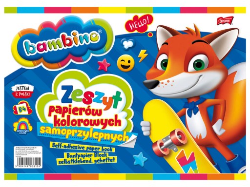 Samolepiaci papierový zápisník BAMBINO, 8 farieb