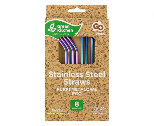OPÄTOVNE POUŽITEĽNÉ RÚRY, KOVOVÉ SLAMKY, DÚHOVÉ ECO, 8 KS