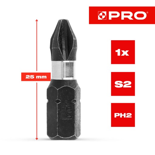 Nárazový bit PH2 Nárazové bity 25mm | Nárazový bit pre skrutkovač 1 ks.
