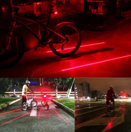CYKLISTICKÁ LAMPA S LASEROM 5 LED LASER