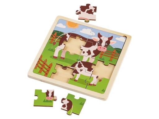 DREVENÉ PUZZLE VZDELÁVACIE BLOKY PRE DETI KRÁVKY 3+
