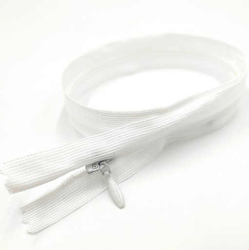 Zips, skrytý jazdec, biely, 40 cm, autolock