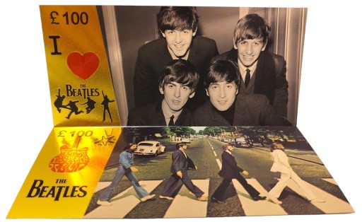 Jedinečný darček zberateľských bankoviek s pozlátenými bankovkami THE BEATLES
