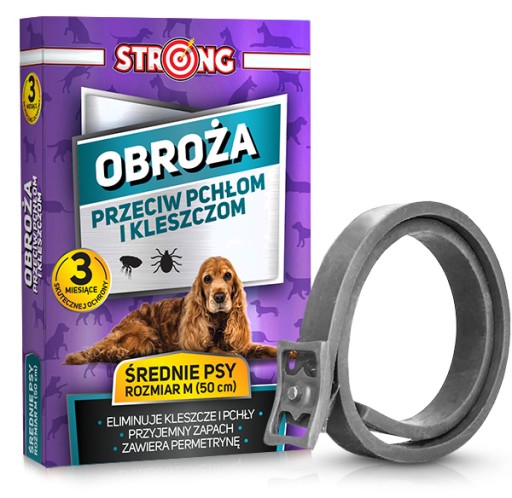OCHRANNÝ OBLIEROK PROTI KLIEŠŤOM, BLACHÁM, PARAZITOM, ČERVOM PRE STREDNÉHO PSA, 50 CM