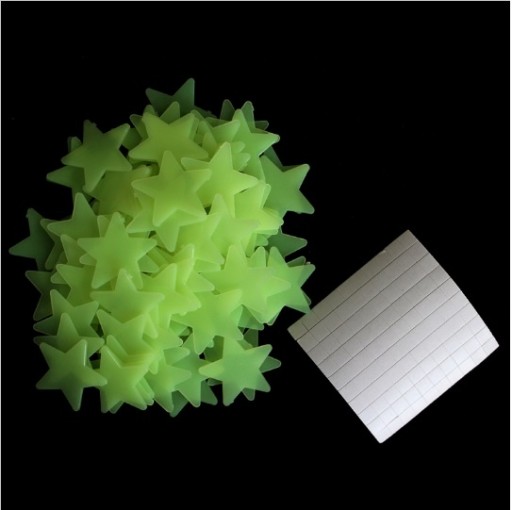 Fluorescenčné hviezdy, 100 kusov, žlté