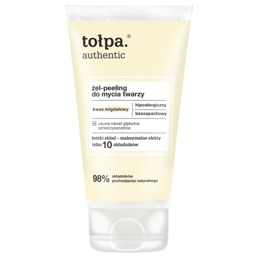 Hypoalergénny čistiaci gél-peeling na tvár s mandľovou kyselinou TOŁPA 150 ml