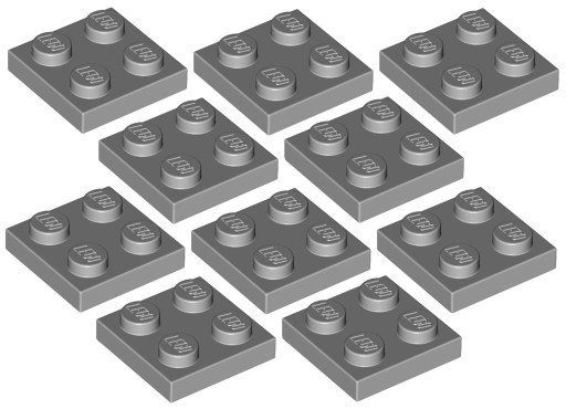 LEGO Plate 2x2 svetlosivá (3022/4211397) 10ks